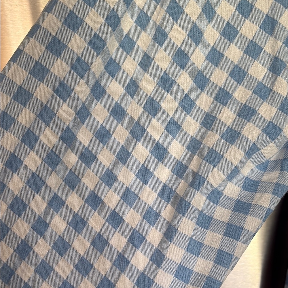 Torrid Blue and White Peplum Blouse with Long Sleeves - Picture 5 of 5